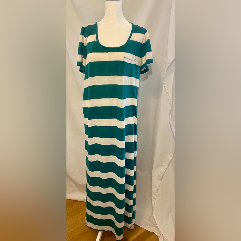 J Crew Green/White Stripe Dress - XL